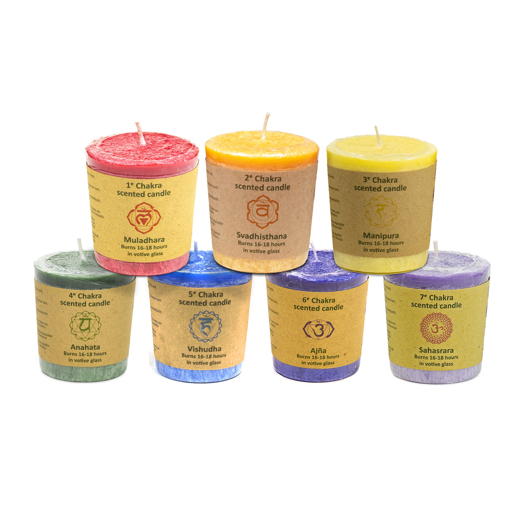 Pack de 7 bougies votives des 7 chakras