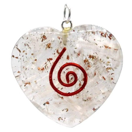 Collier coeur en Orgonite et Sélénite